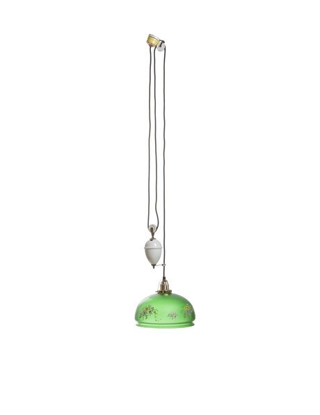 Green hanging lamp on pull pendant