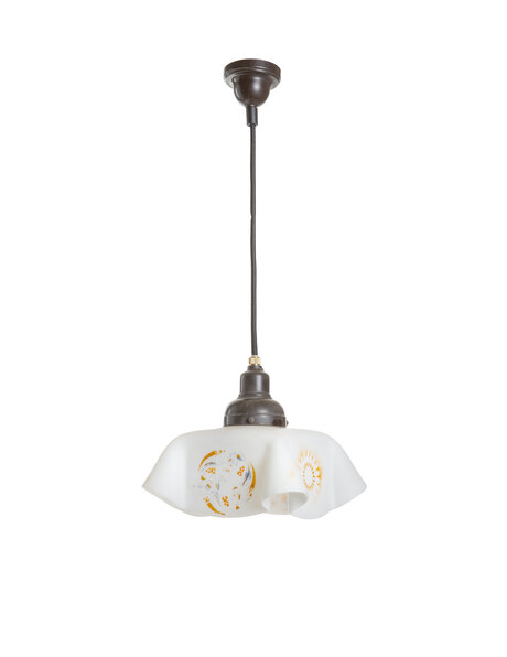 Hanging lamp vintage, square glass shade