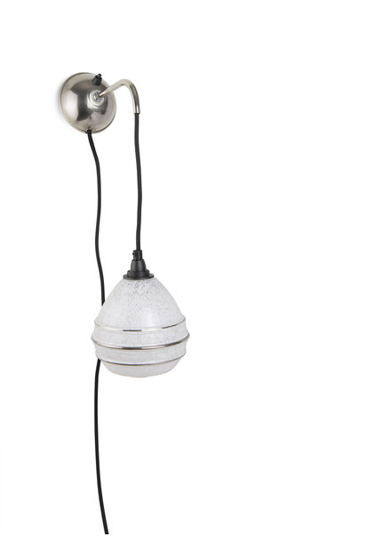1950s Wall Lamp, Clouded Glass with Silver Piping