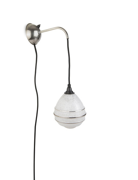 Vintage wall lamp, white cloudy glass shade