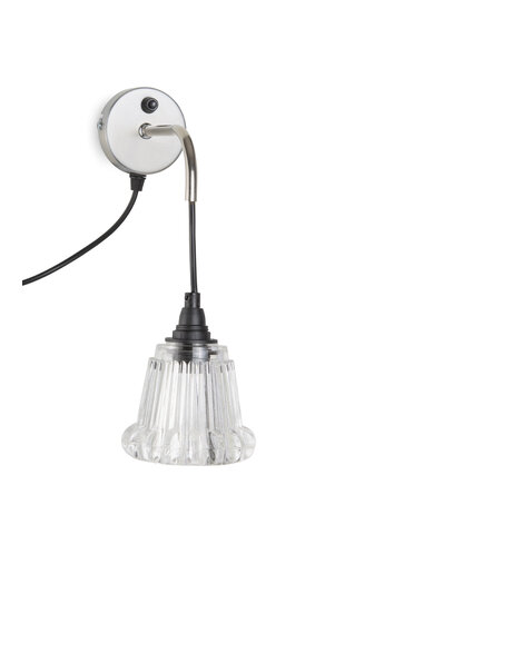 Wandlamp, vintage, zwaar helder glazen kap