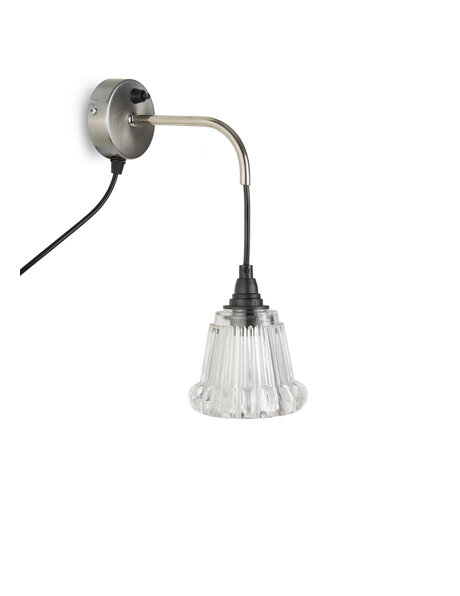 Wall lamp, vintage, heavy clear glass shade