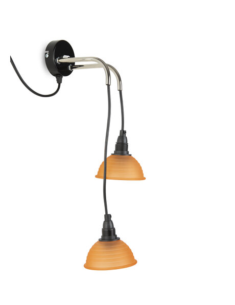 Kleine wandlamp met oranje glazen kapjes