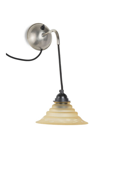 Retro wall lamp, brown glass shade, pattern in the edge