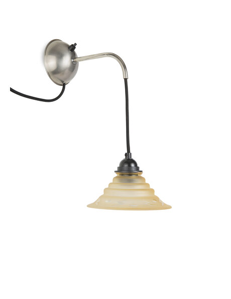 Retro wall lamp, brown glass shade, pattern in the edge