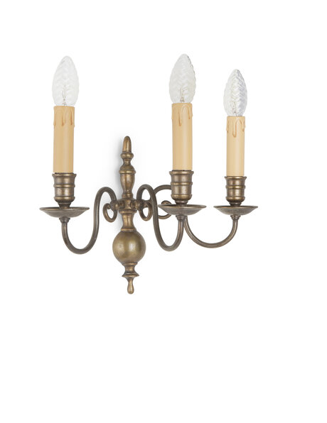 Landelijke wandlamp, houder met drie kaarsen
