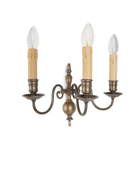 Landelijke wandlamp, houder met drie kaarsen