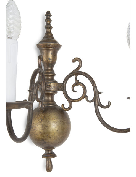 Brown brass wall lamp with two candles
