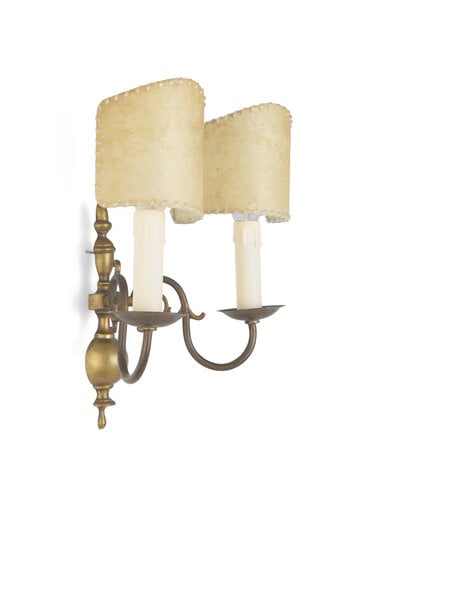 Wall lamp candle crown, two half shades