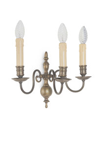 Brass Wall Chandelier with Three Candles, 1940s