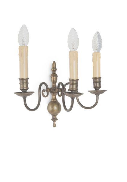 Messing Wandkroon met Drie Kaarsen, Jaren 40