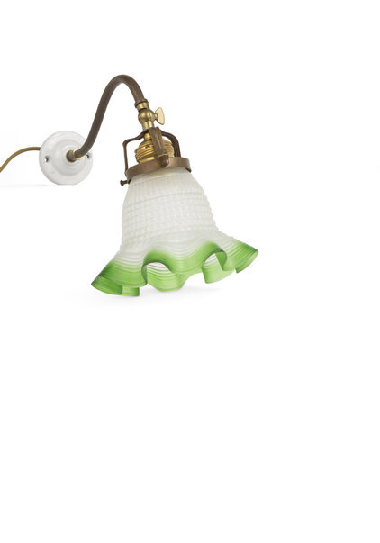 Classic Wall Lamp, Skirt Cap with Green, 1930s