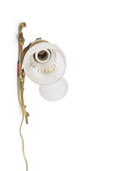 Antique wall lamp with two glass shades, 1930s
