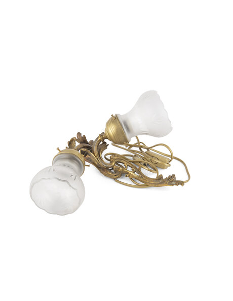 Antique wall lamp with two glass shades, 1930s