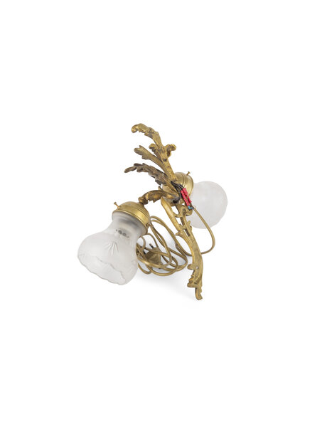 Antique wall lamp with two glass shades, 1930s