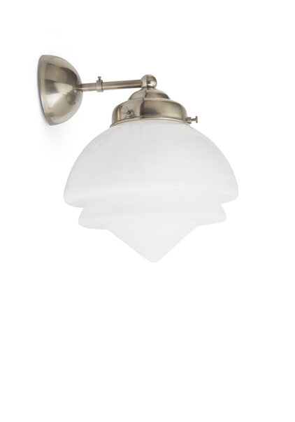 Vintage Wandlamp, Chroom met Wit Glas