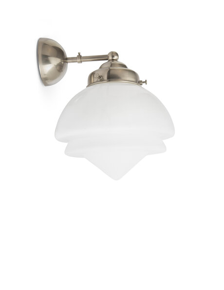 Vintage wall lamp, white glass shade, 1930s
