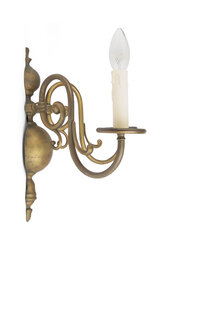 1940s Wall Lamp, Brass, Two Electric Candles