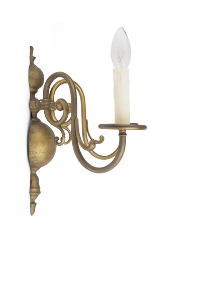 1940s Wall Lamp, Brass, Two Electric Candles