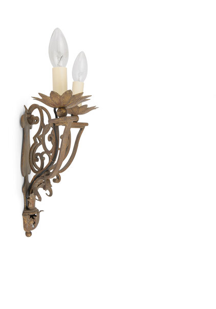 Landelijke Wandlamp, Robuust Bruin, Jaren 40