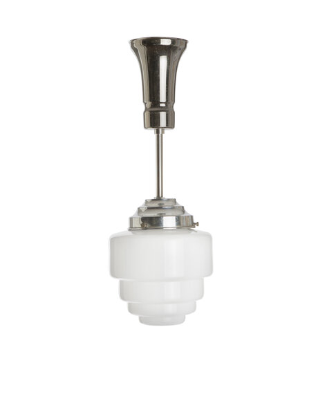 Art Deco hanging lamp, white glass on pendant