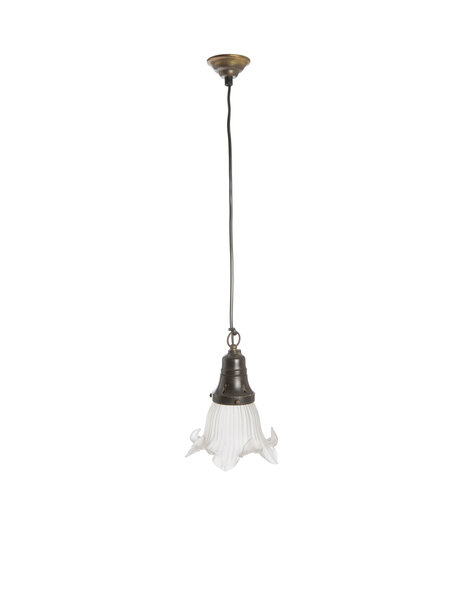 Industrial hanging lamp with glass skirt shade