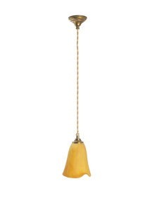 Little Ocher Yellow Glass Hanging Lamp, 1960s