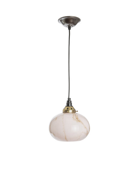 Classic hanging lamp, glass, pink, ca. 1940