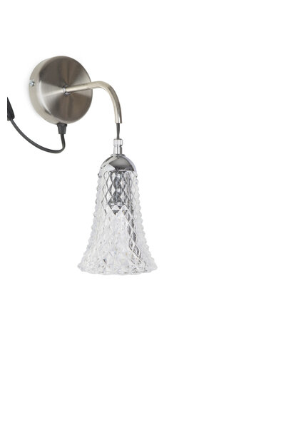 Matt Chrome Wall Lamp, Thick Glass Shade
