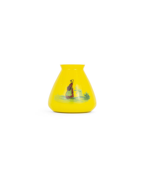 Decorated glass lampshade, yellow