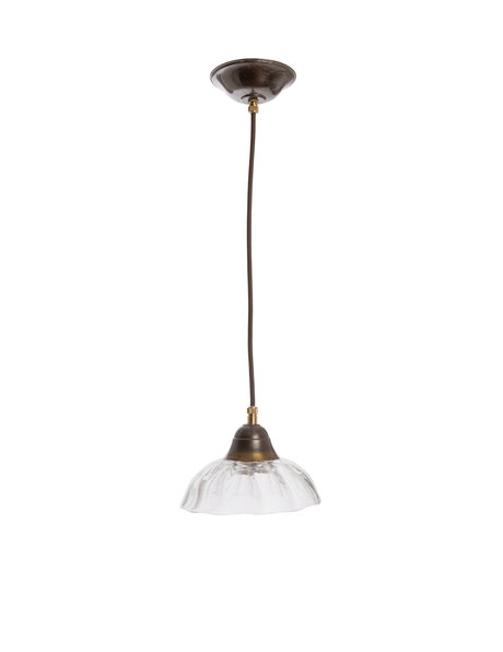 Small glass hanging lamp, clear glass shade