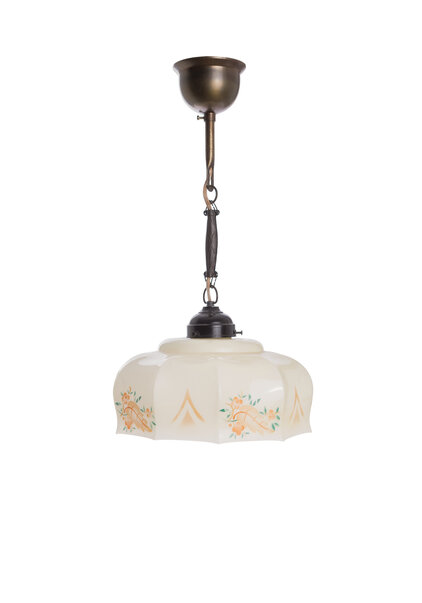 Small Hanging Lamp, 1930s, Flower Shade