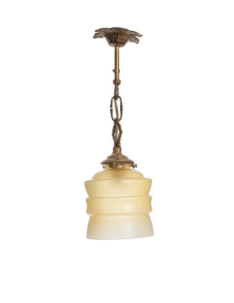 Tiny glass hanging lamp, brown, ornamental chain