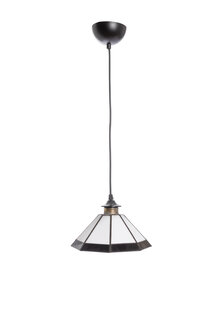 Stained Glass Hanging Lamp, Black and White