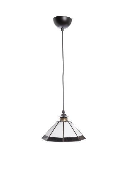 Stained Glass Hanging Lamp, Black and White