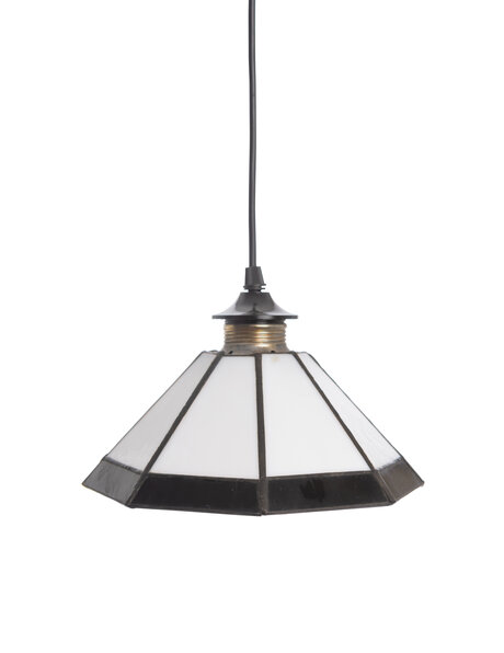 Glazen hanglamp, zwart-wit