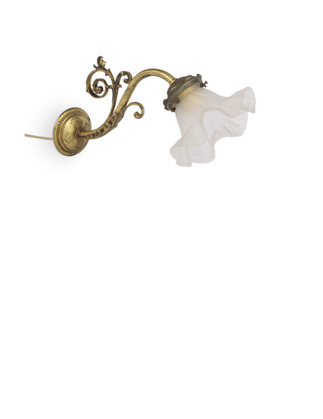 Classic wall lamp, brass with frosted glass