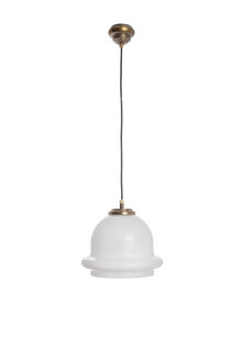 Glass Hanging Lamp, White Clock, 1960s