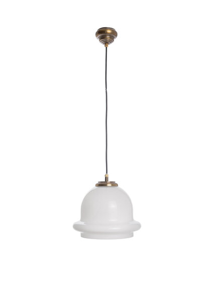 Glass Hanging Lamp, White Clock, 1960s