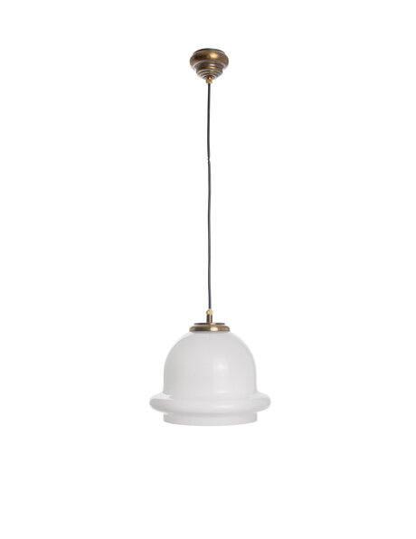 White hanging lamp, glass in bell shape