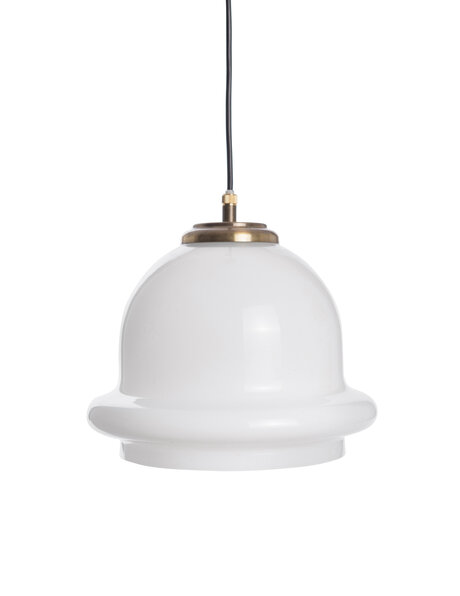 White hanging lamp, glass in bell shape