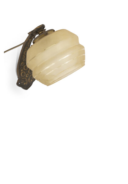 Klassieke Wandlamp met Bruin Glazen Kapje, Jaren 40