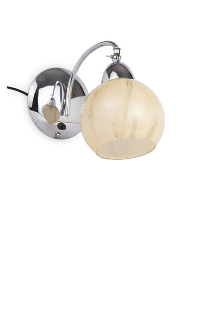 Retro Wandlamp, Chroom met Gemarmerd Glas