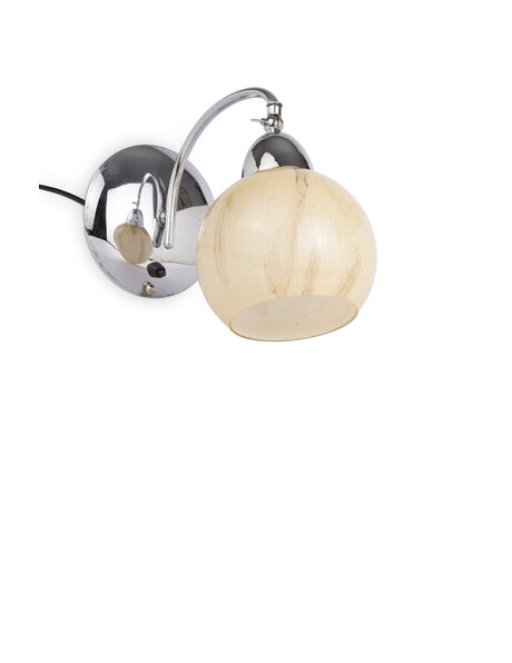 Classic wall lamp, chrome with brown marbled glass shade