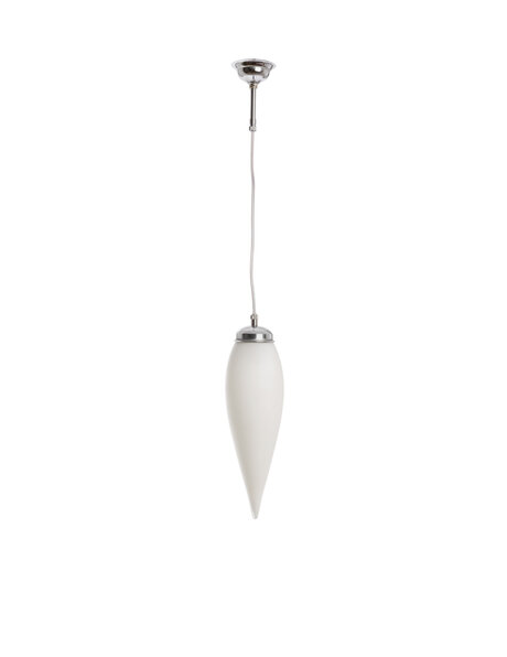 Industrial hanging lamp, closed white glass point