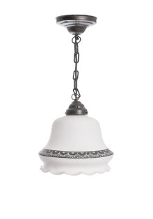 Classic Hanging Lamp, Glass with Black Decorative Edge