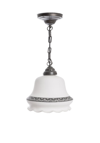 Klassieke Hanglamp, Glas met Zwarte Sierrand