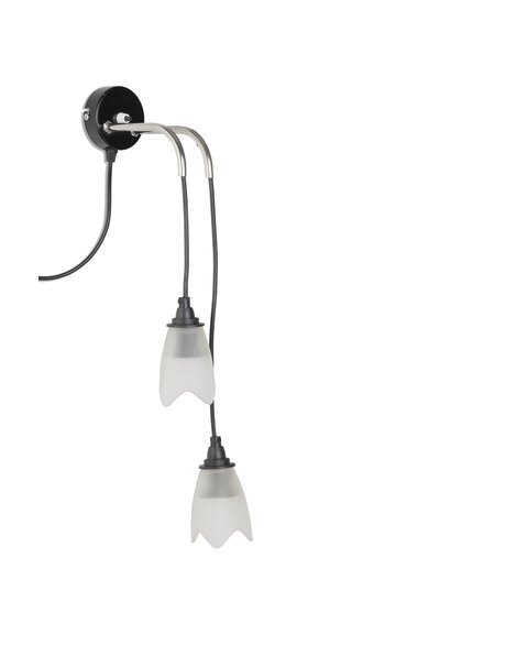 Wandlamp vintage, 2 hangende glazen kelkjes