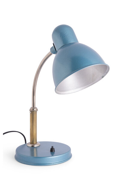 Bureau Lamp, Blauw Metaal, ca. 1950