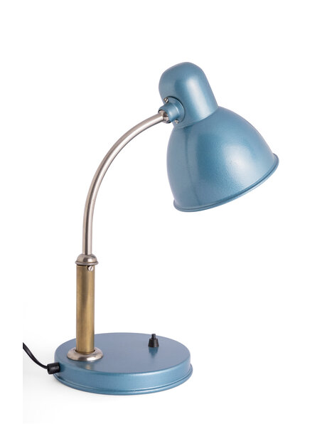 Oude bureaulamp, metalic blauw, ca. 1950